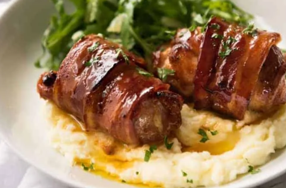 CHICKEN WRAPPED WITH BACON 